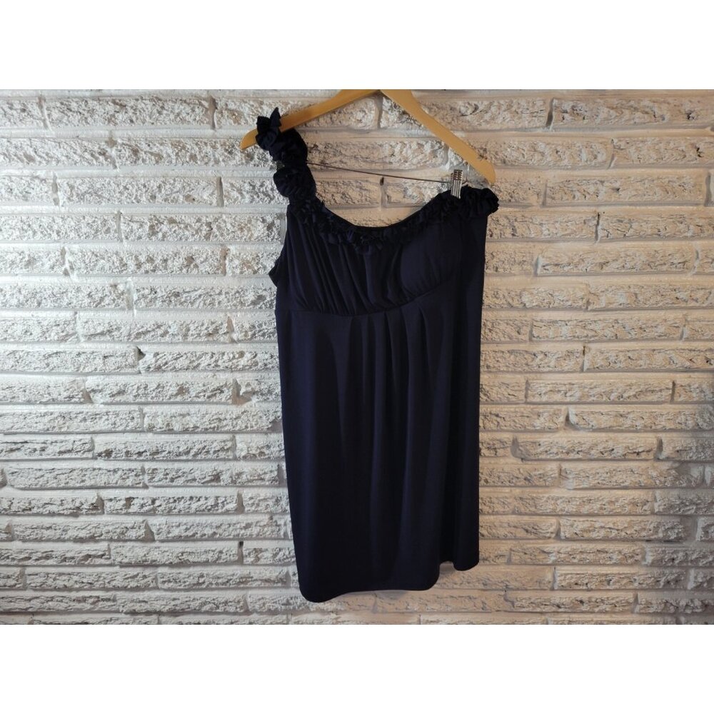 Enfocus Studio 16 Mini Sheath Dress‎ Blue One Shoulder Ruffle Party BLU175E